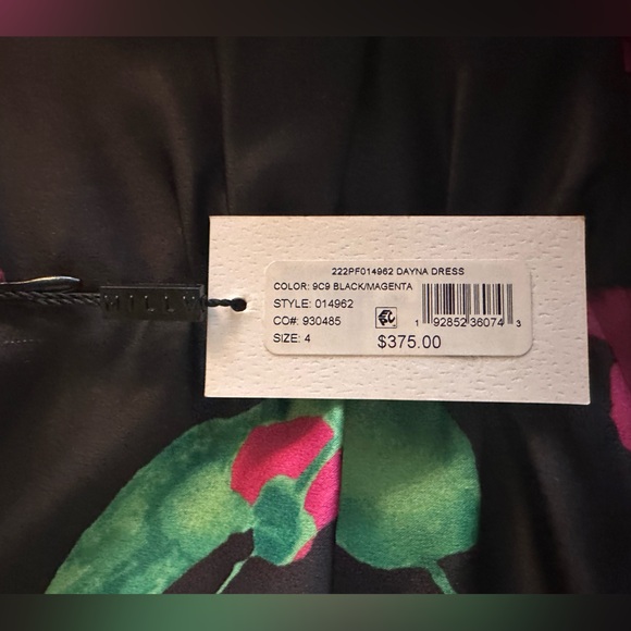 Milly Dayna Painted Floral Sleeveless Satin Cocktail Dress NWT - Picture 5 of 11